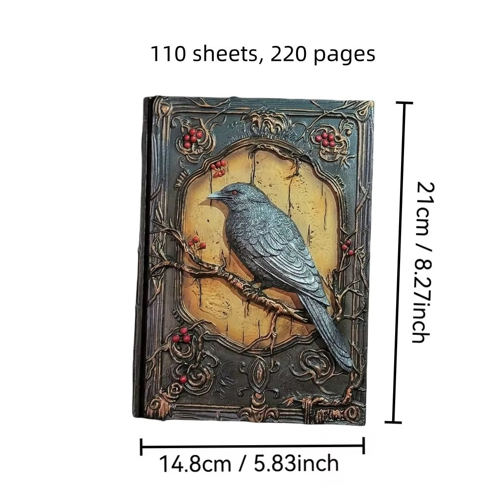 3D Dragon Eye Resin Journal – Handmade Gothic Embossed A5 Notebook, Blank Vintage Fantasy Diary & RPG Spellbook