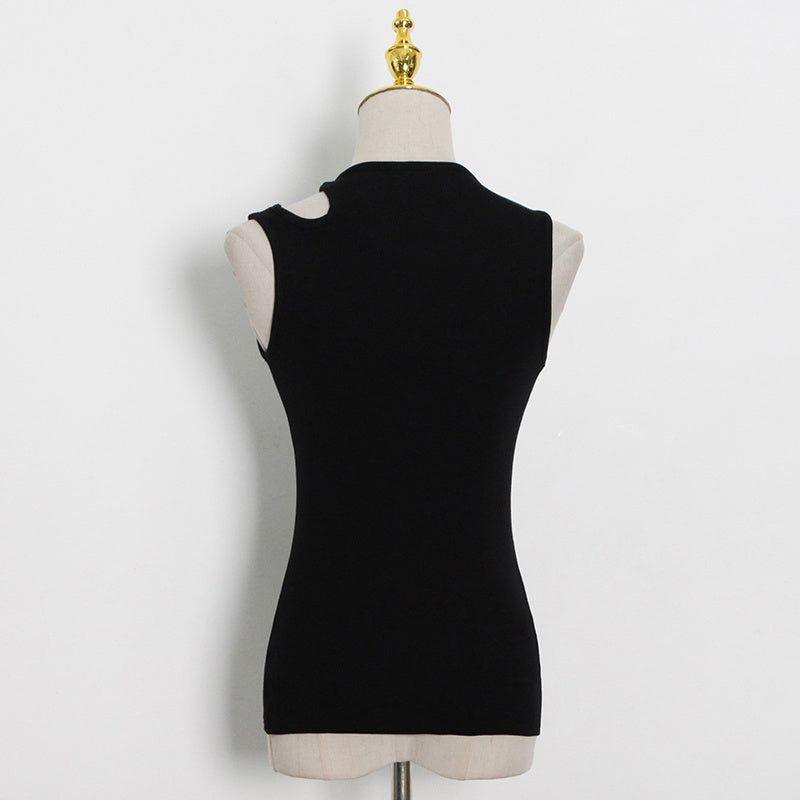 Forbidden Asymmetric Black Cut-Out Top