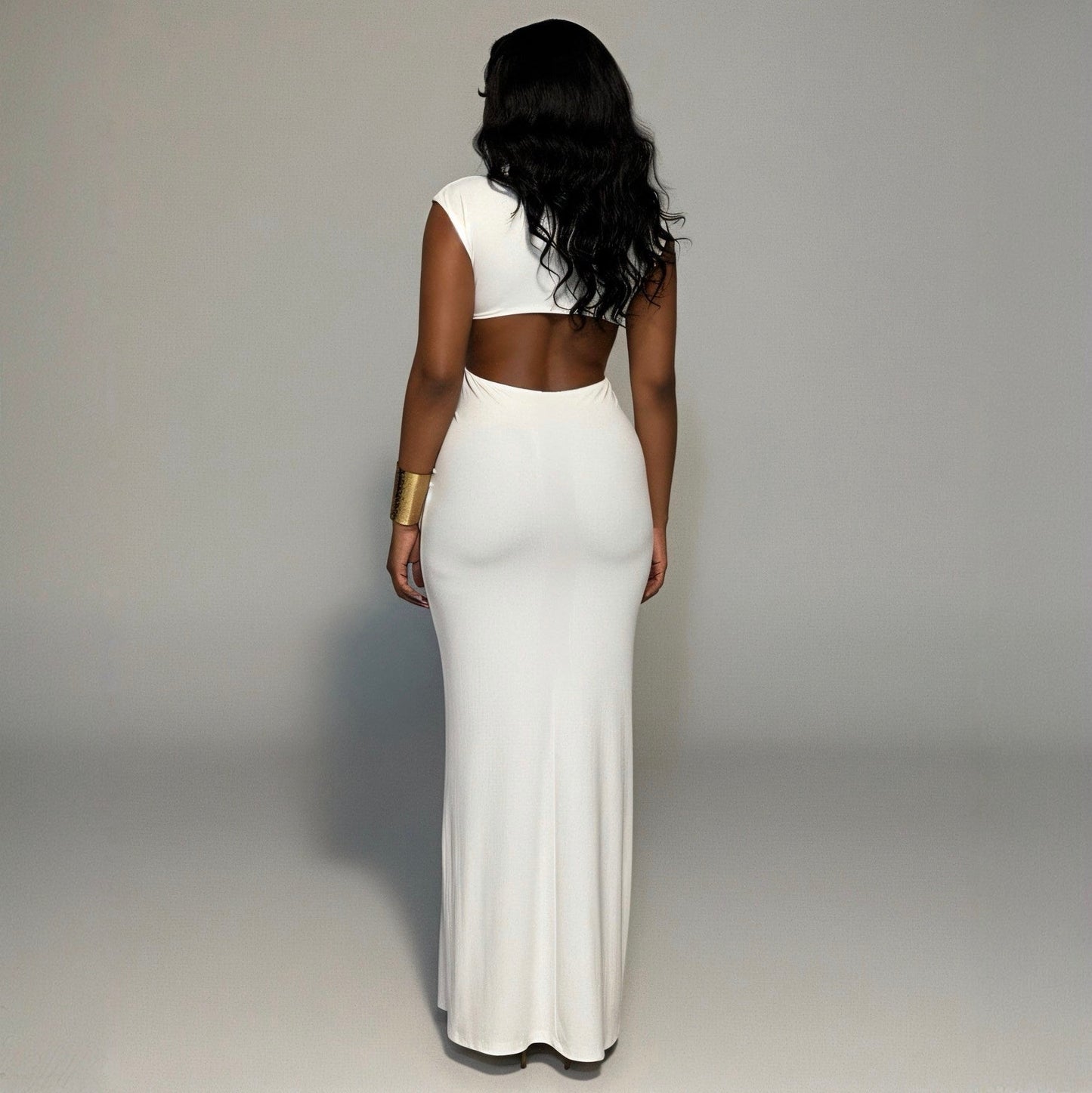Heart Song White Cut-Out Draped Maxi Dress