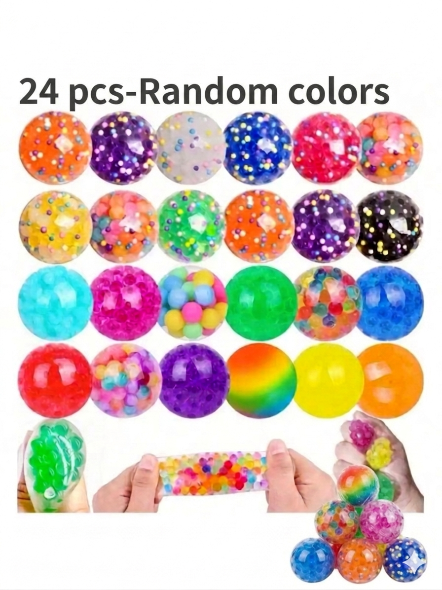 Mini Boba Bead Stress Popper Balls – 3.5cm Squeeze Sensory Grape Toys, Colorful Squishy for ADHD, Anxiety Relief