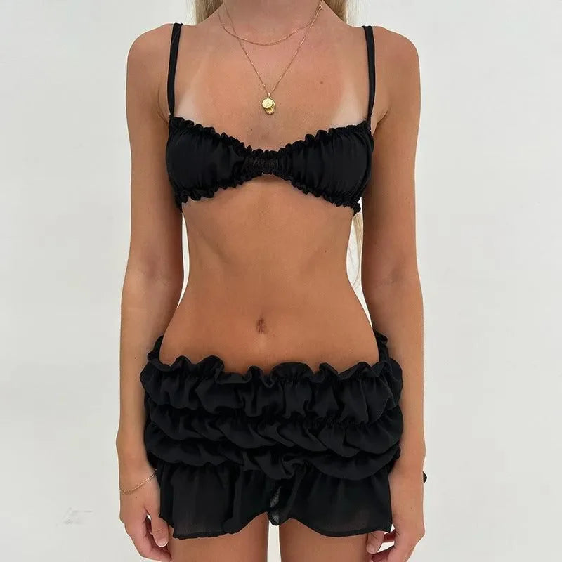 Breaking Hearts Black Two Piece Set