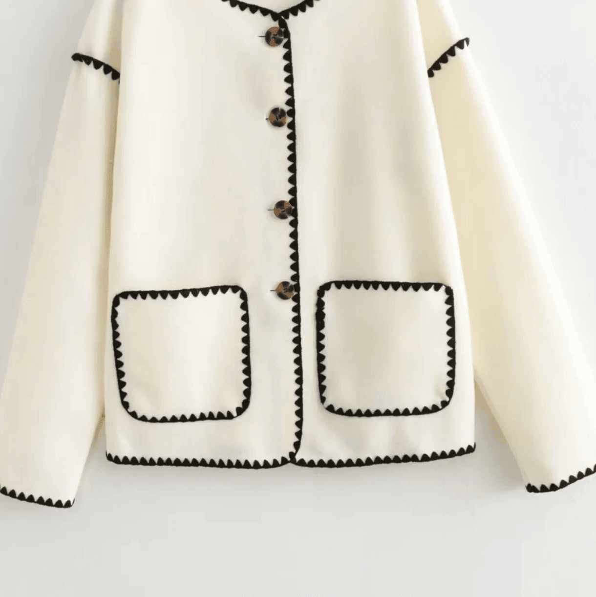 Casual Chic Ivory Button Up Jacket