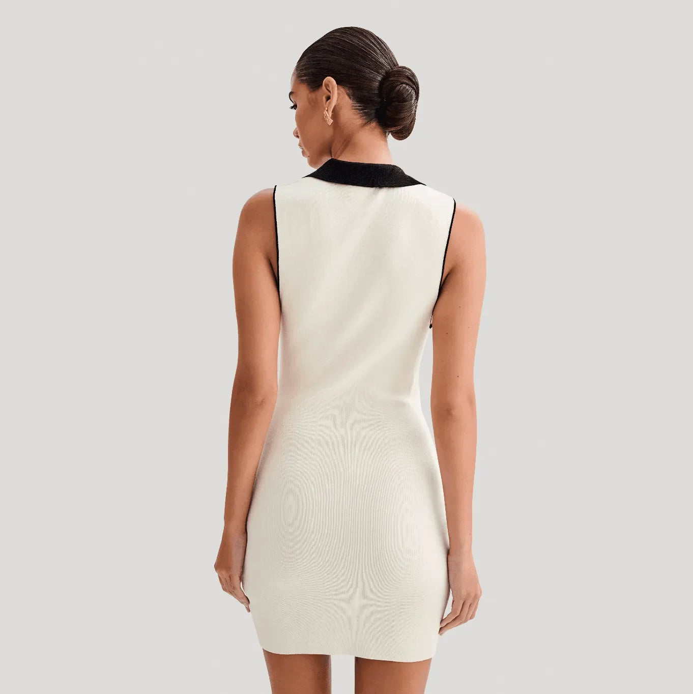 Jardin Collared Contrast Knit Mini Dress