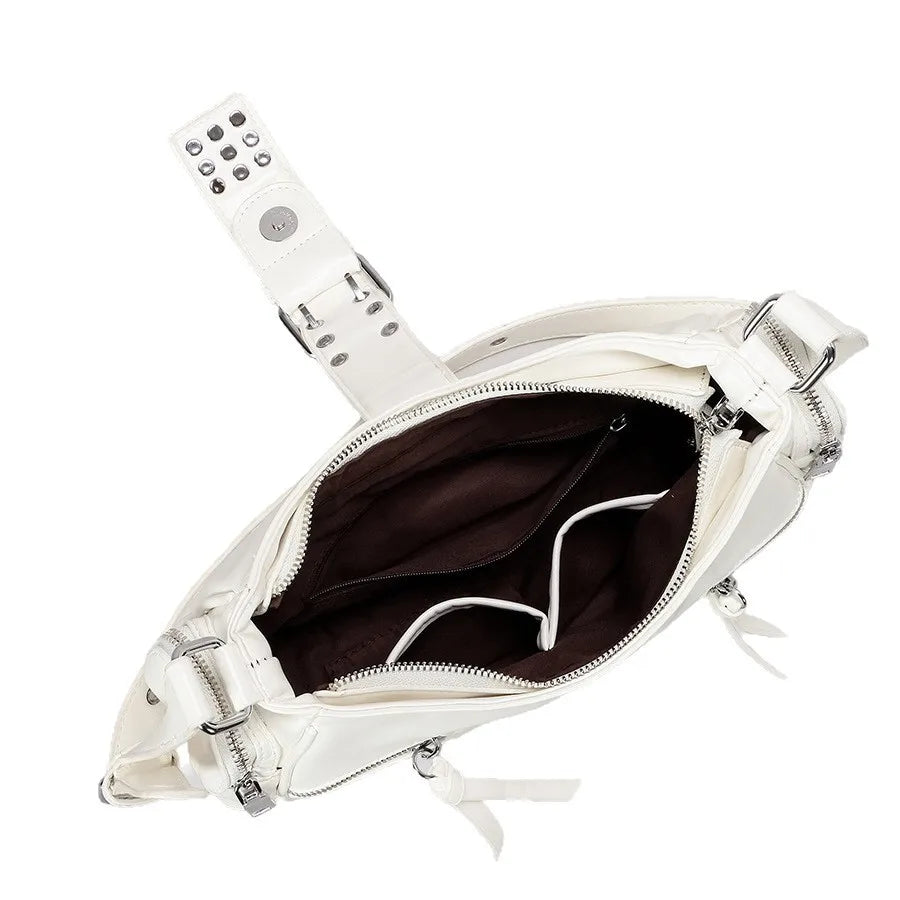 Ravix Rivet Multi-Zipper Shoulder Bag