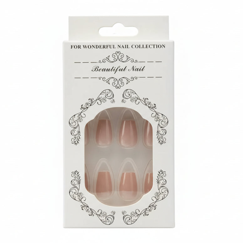 Salon-Style French Tip Press-On Nails - Coffin 06