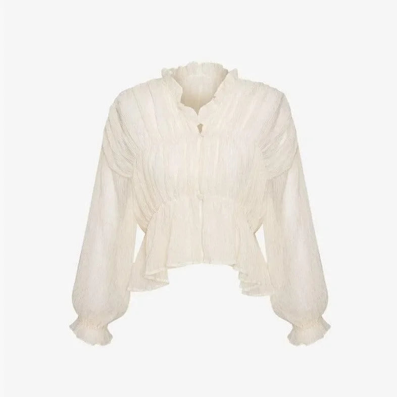 Sweet Fantasy Long Sleeve Semi-Sheer Ivory Top