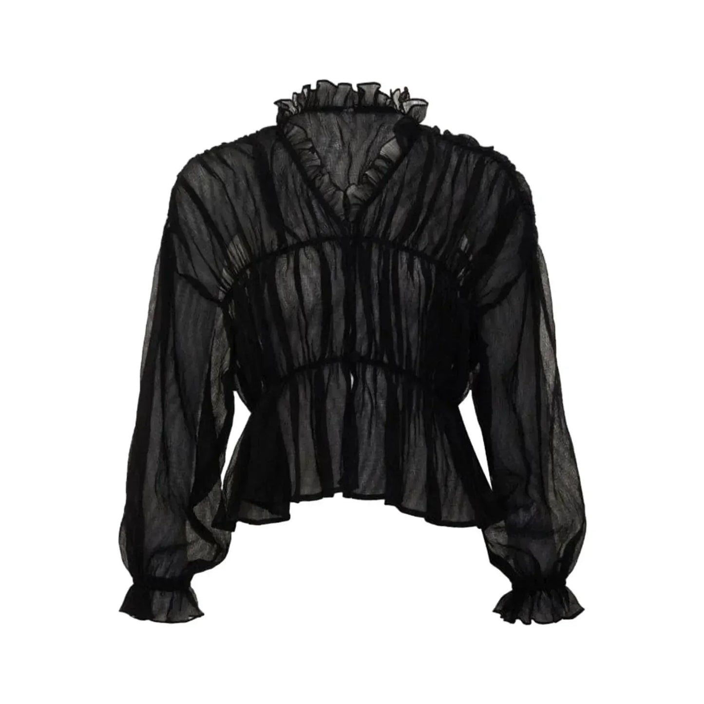 Sweet Fantasy Sheer Black Long Sleeve Top
