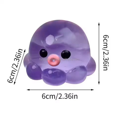 Shorty Purple Jelly Octopus Sticky Squish Squeeze Fidget Toy 8cm