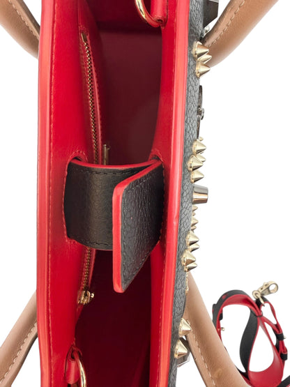 Christian Louboutin Paloma Medium Tote Bag - Black Grainy Leather with Spikes, Iconic