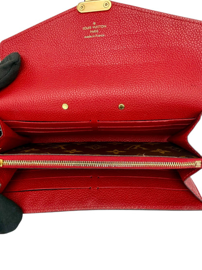 Louis Vuitton Pallas Wallet with Chain - Monogram Canvas & Scarlet Red Calfskin Leather - Excellent Preloved Condition