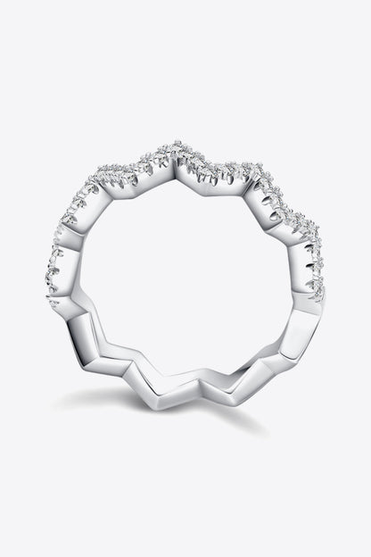 Sparkala™ Wavy Band Ring (Platinum Over Pure Sterling Silver)