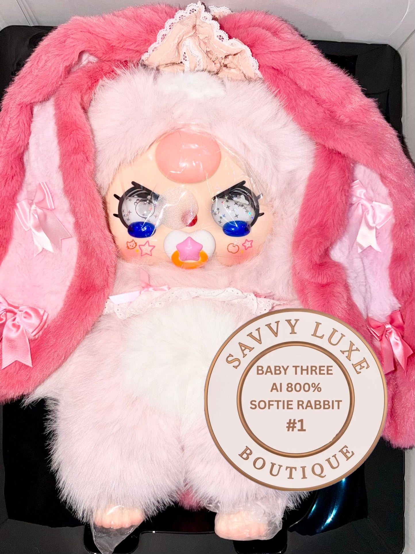 Baby Three Ai 800% Pink Softie Rabbit Plush - Various Eye Styles, Expressions & Accessories