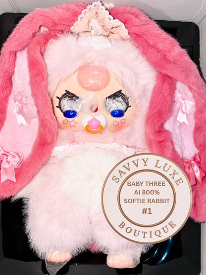 Baby Three Ai 800% Pink Softie Rabbit Plush - Various Eye Styles, Expressions & Accessories