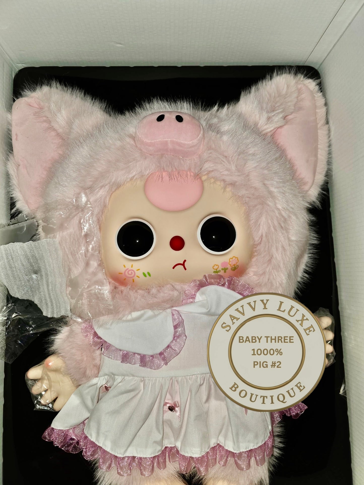 BABY THREE 1000% Pink Pig Big Baby Confirmed Authentic Art Toy