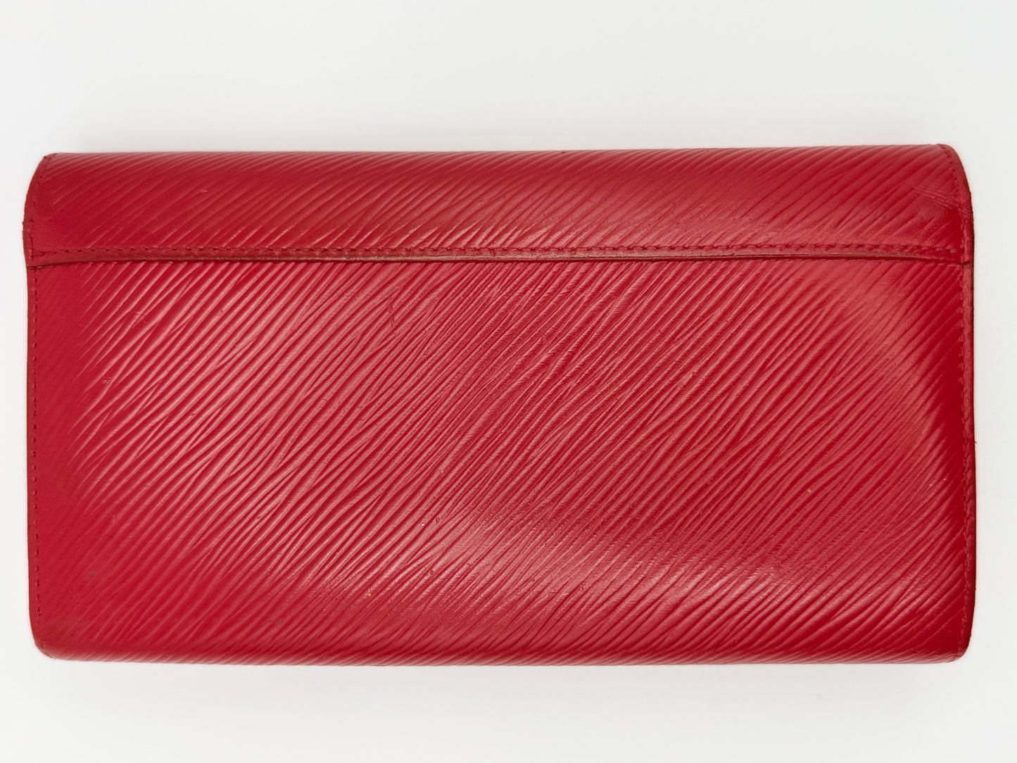 Louis Vuitton Red Epi Leather Twist Wallet Silver Hardware - Authentic, Preloved