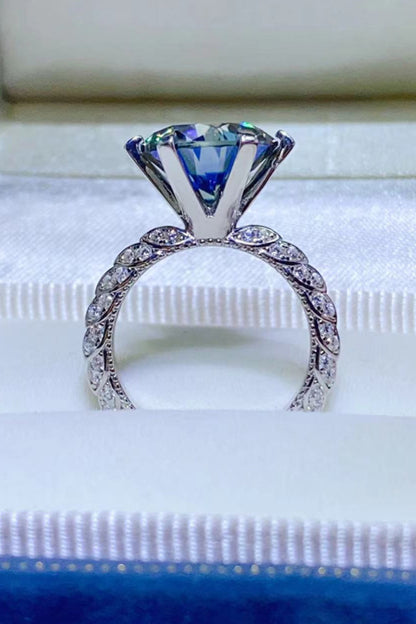5 Carat Cobalt Blue Blue Brilliant Round Cut Sparkala™ Platinum Over Pure Sterling Silver Ring