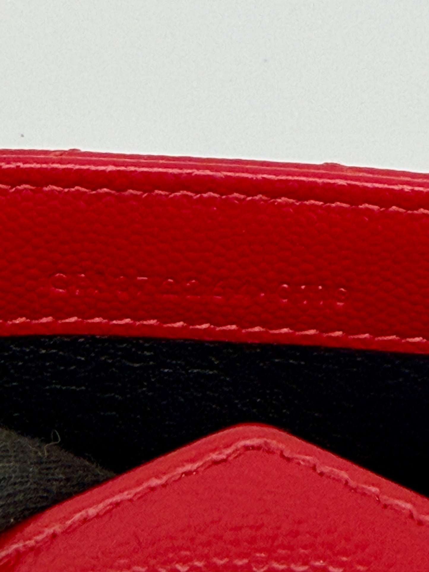 Yves Saint Laurent (YSL) Red Chevron Quilted Leather Envelope Chain Wallet (WOC) - Authentic, Pre Loved