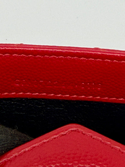 Yves Saint Laurent (YSL) Red Chevron Quilted Leather Envelope Chain Wallet (WOC) - Authentic, Pre Loved
