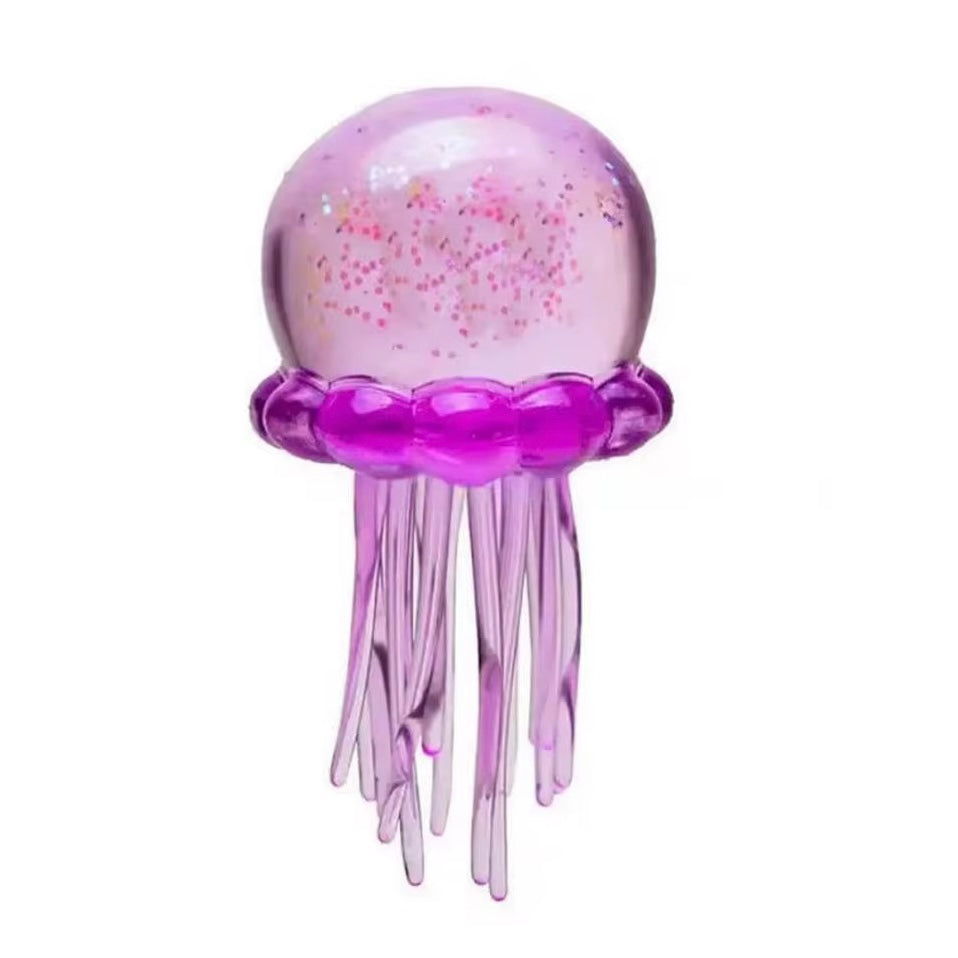 Jellyfish Glitter Squeeze Toys - 4-Inch Sensory Squishy Stress Anxiety Reliever Fidget Toy