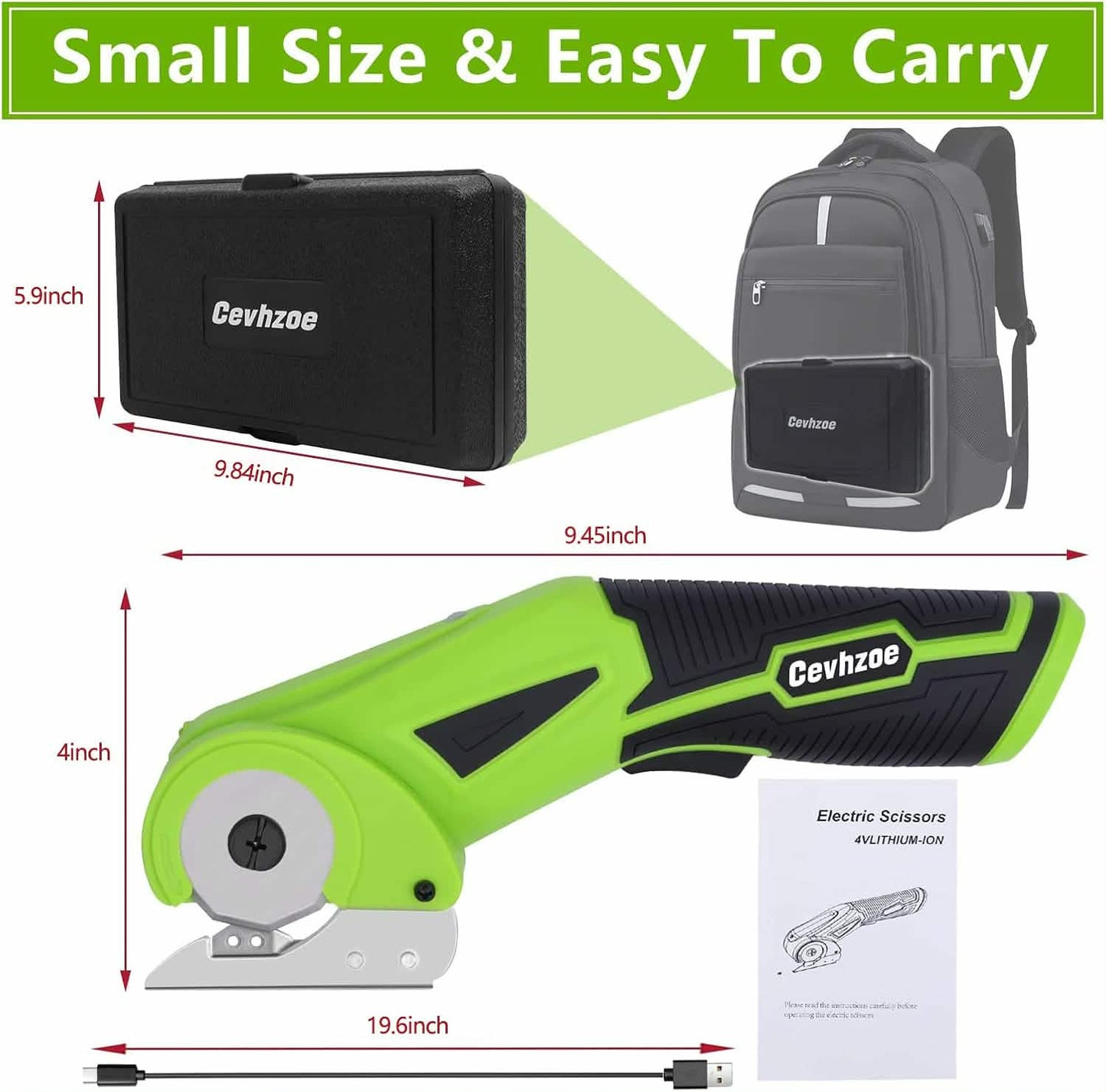 4V Cordless Electric Scissors - Heavy Duty Rotary Cutter for Crafts, Fabric & Cardboard