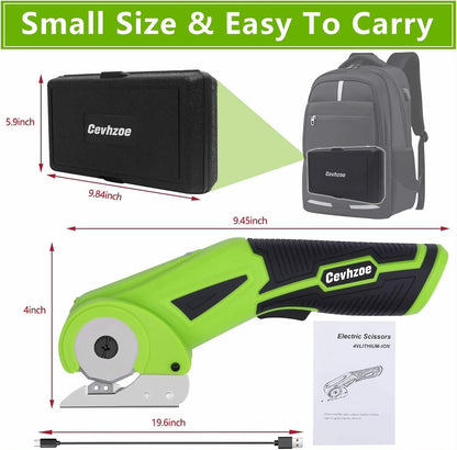 4V Cordless Electric Scissors - Heavy Duty Rotary Cutter for Crafts, Fabric & Cardboard