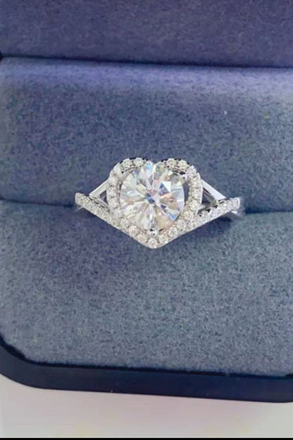 Adored 1 Carat Yellow Green Sparkala™ Platinum Over Pure Sterling Silver Heart Ring