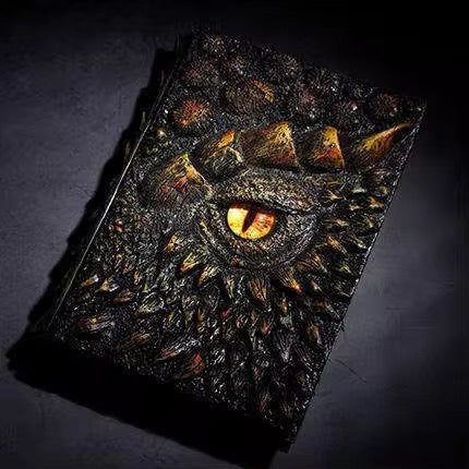 3D Dragon Eye Resin Journal – Handmade Gothic Embossed A5 Notebook, Blank Vintage Fantasy Diary & RPG Spellbook