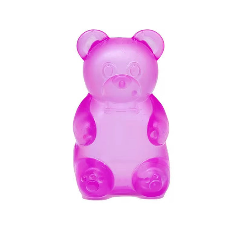 Gummy Bear Sugar Squishy Toy, Ultra-Stretch Clear TPE Sensory Stress Relief Toy, Translucent Jelly Bear Fidget 3”