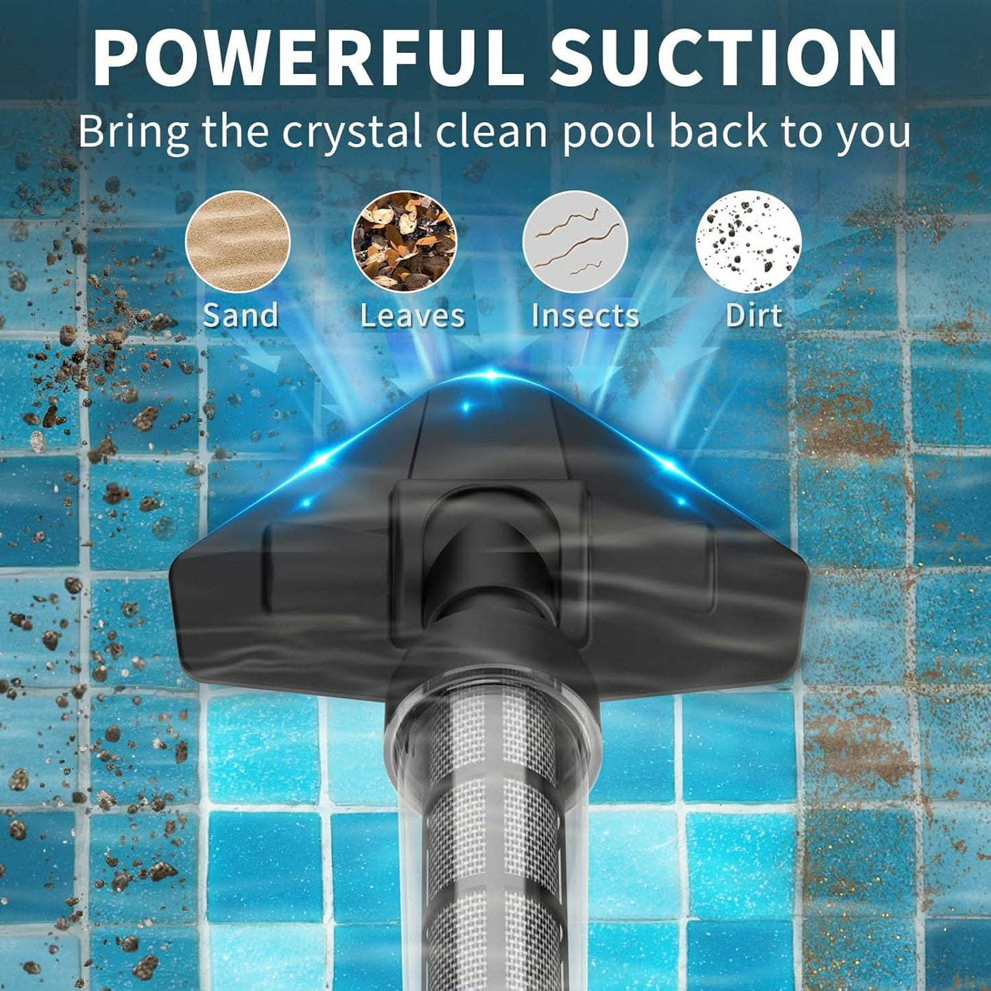 Rechargeable Cordless Pool Vacuum – Handheld Underwater Cleaner with 90-Min Runtime, Telescopic Pole