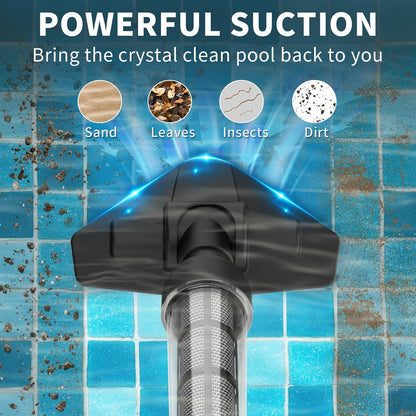 Rechargeable Cordless Pool Vacuum – Handheld Underwater Cleaner with 90-Min Runtime, Telescopic Pole