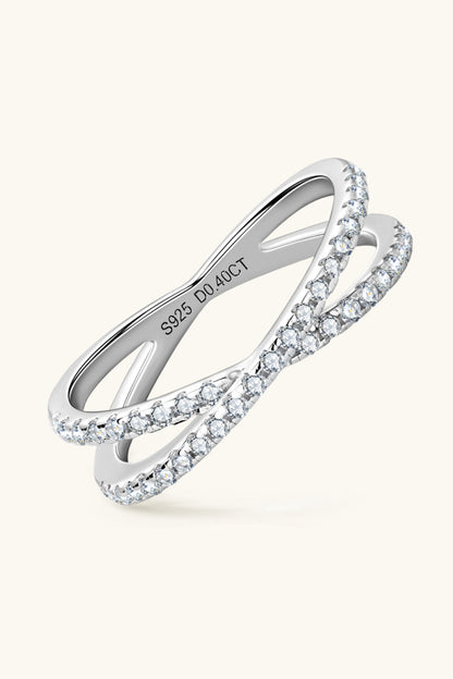 Sparkala™ Platinum Over Pure Sterling Silver Crisscross Ring