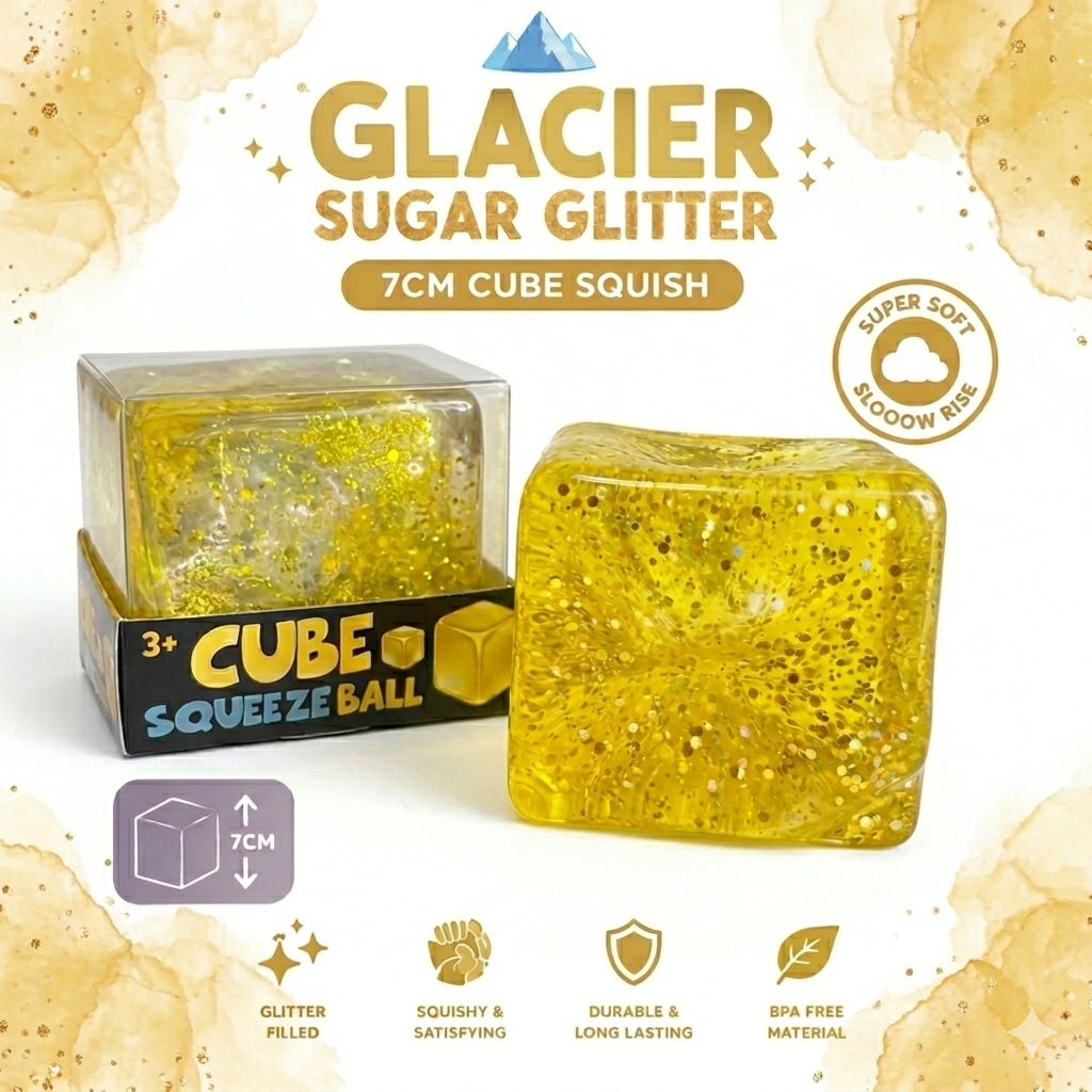 Massive Glacier Glitter Sugar Squish Squeeze Sensory Maltose Cube