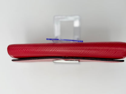 Louis Vuitton Red Epi Leather Twist Wallet Silver Hardware - Authentic, Preloved