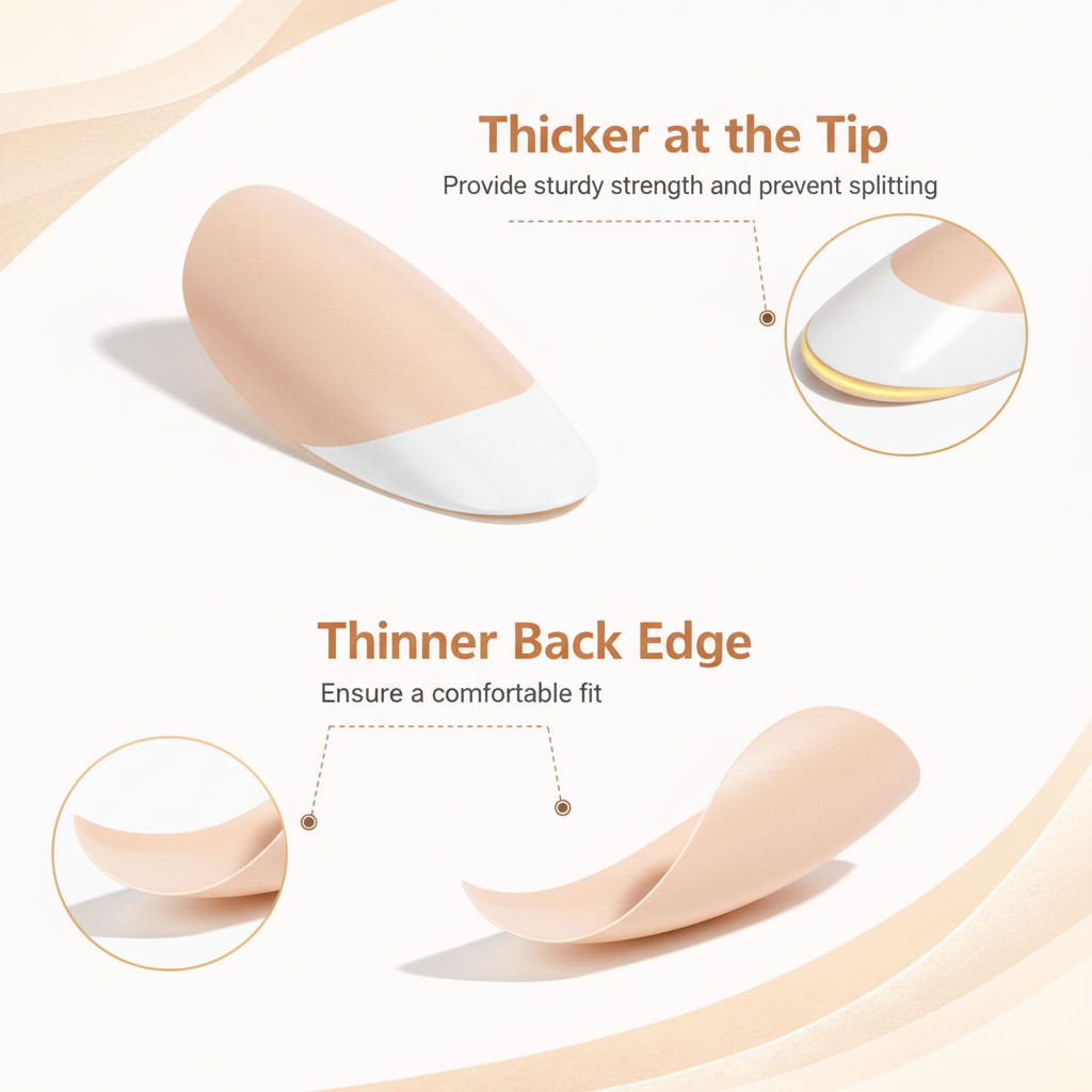 Salon-Style French Tip Press-On Nails - Coffin #038