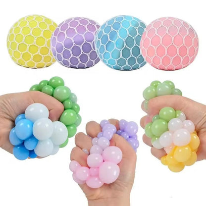 Colorful Mesh Grape Squeeze Balls TPR Filled (6 cm)