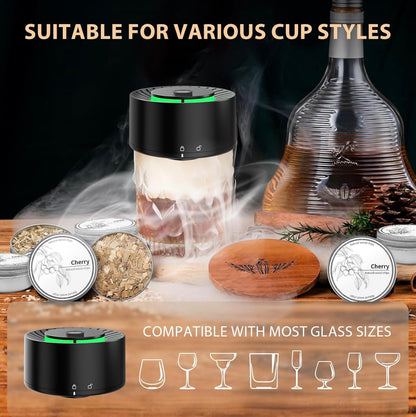 Electric Whiskey Smoker Kit with 6 Flavored Wood Chips | Automatic Cocktail Infuser, Built-In Lighter, No Butane Required | USB Rechargeable Bourbon Smoker Gift Set for Men, Dad, Husband, Birthday, Anniversary