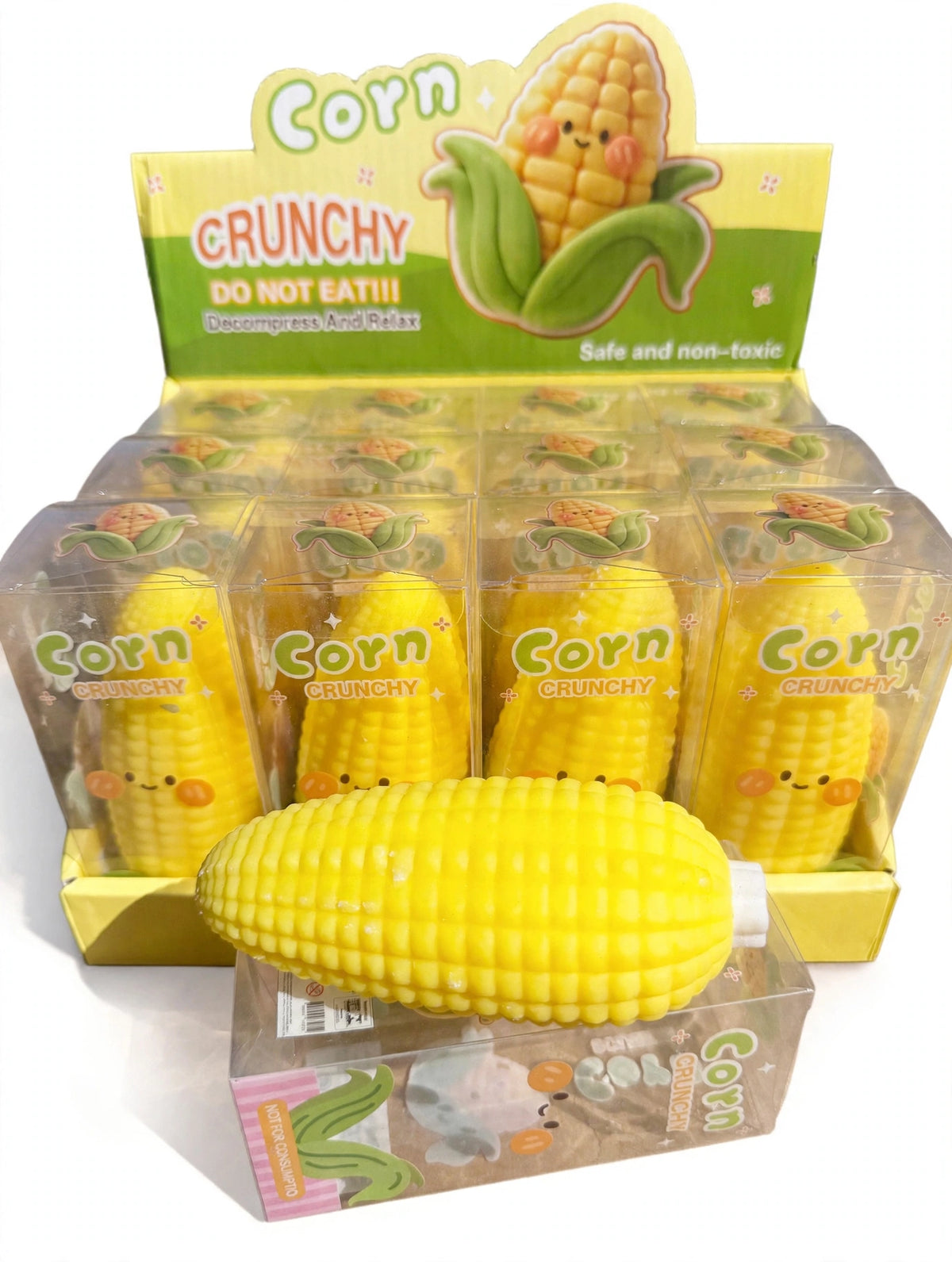 Crunchy Corn Squishy Toy 11.5cm Building Block & Clay Filled Sensory Fidget Toy Stress Relief