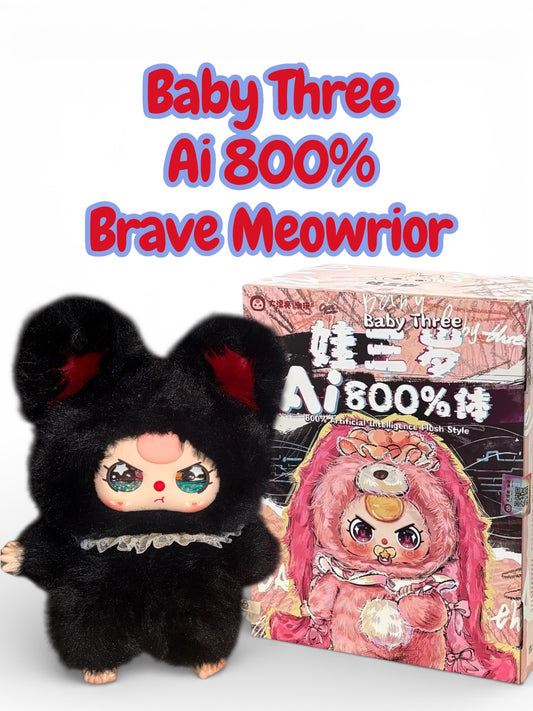 Baby Three Ai 800% Brave Meowrior Black Kitten Plush - Various Eye Styles, Expressions & Accessories