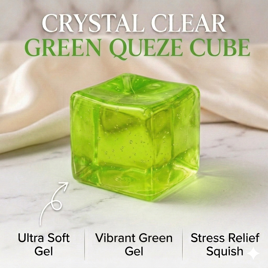 Crystal Clear Squish Cube – 5.5cm Transparent TPR Maltose Filled Stress Ball | Ultra-Soft Sugar Gel Fidget Toy for Anxiety Relief, Sensory Play & Hand Therapy