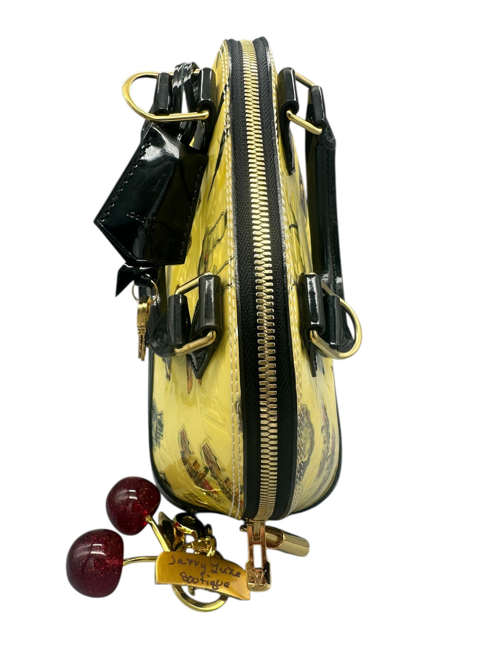 Authentic Louis Vuitton x Richard Prince Limited Edition Alma BB - Monogram Vernis Pulp "Big Cities" Citrine