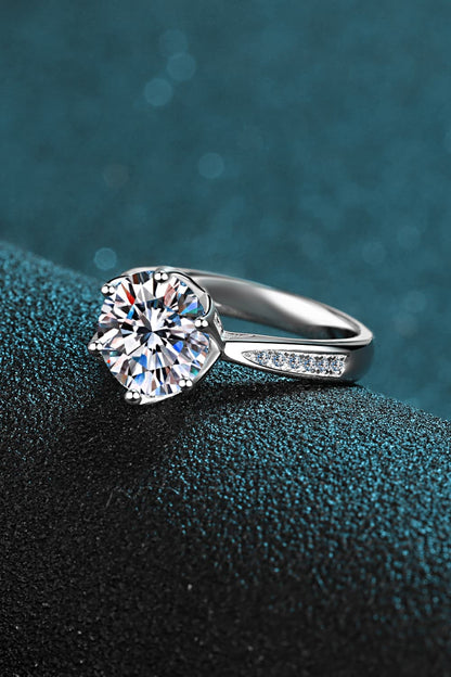 3 Carat Brilliant Round Cut Sparkala™ Rhodium Over Pure Sterling Silver Side Stone Ring