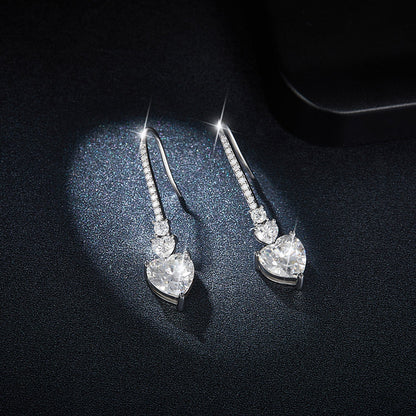 5.44 Carat 925 Sterling Silver Sparkala™ Heart Drop Earrings