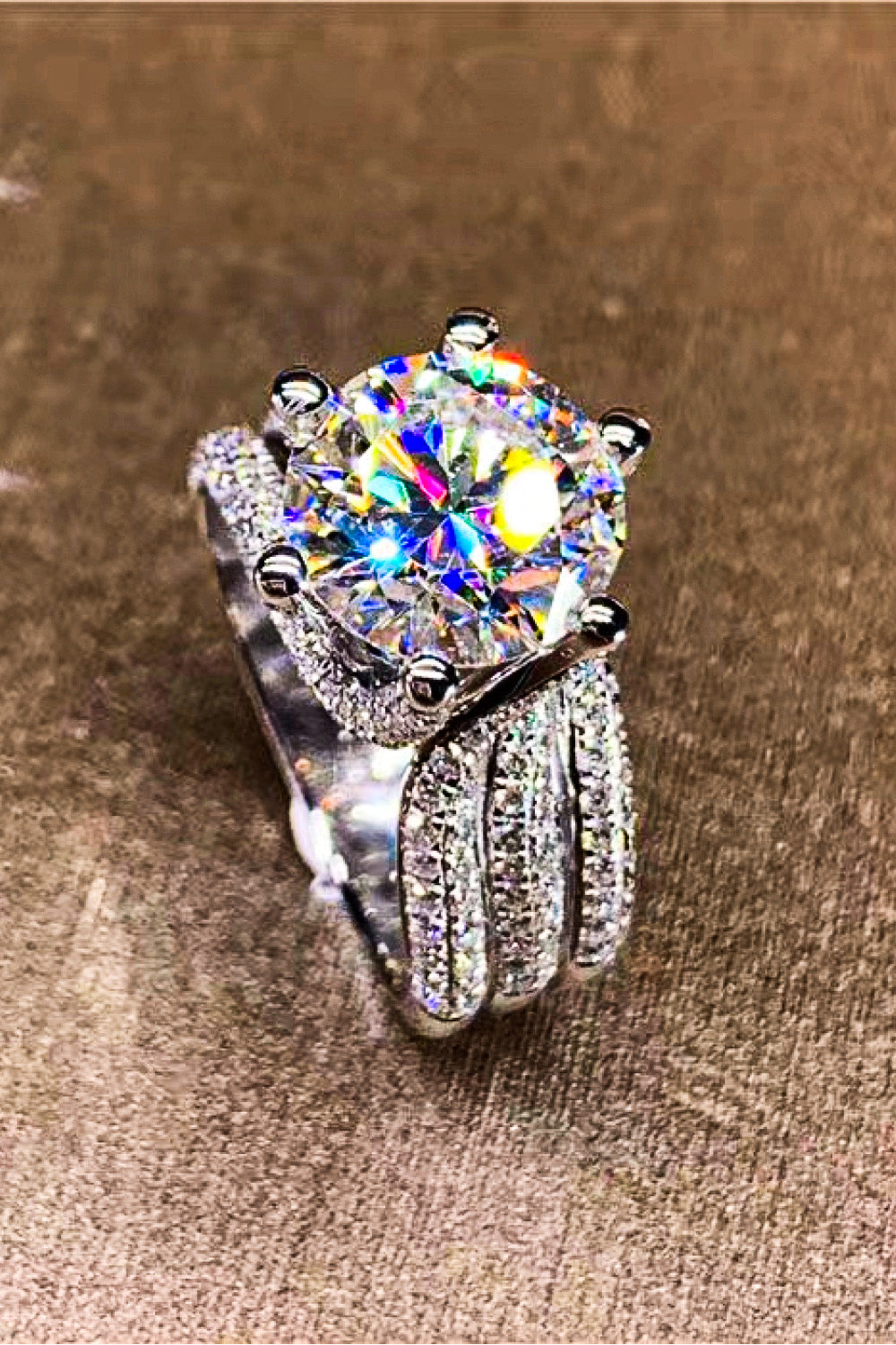 Adored 3 Carat Brilliant Round Cut Sparkala™ Three-Layer Ring