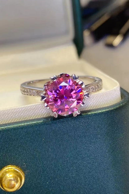 Shining For You 2 Carat Pink Brilliant Round Cut Sparkala™ Platinum Over Pure Sterling Silver Ring