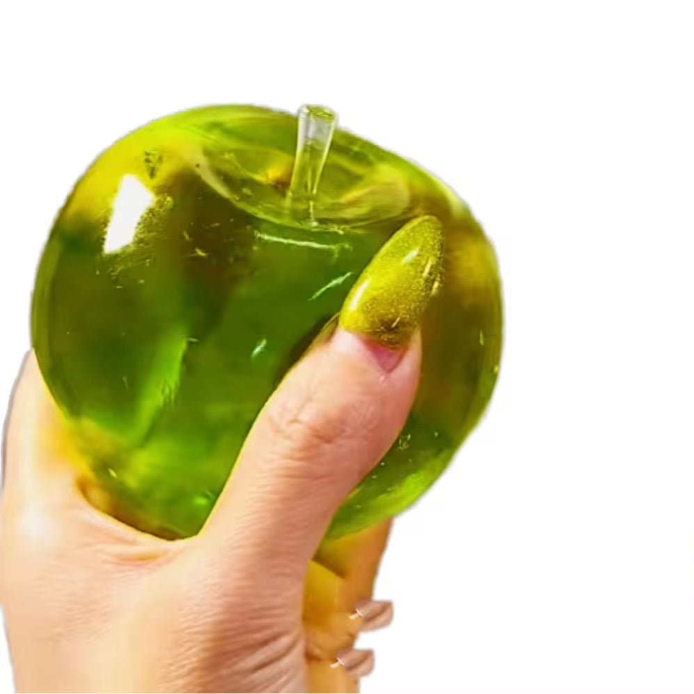Clear Green Apple Maltose Squishy Toy - Crystal Sugar Squeeze Fidget - Ultra Satisfying Malt Glucose Sensory Stress Relief Toy 5.5cm
