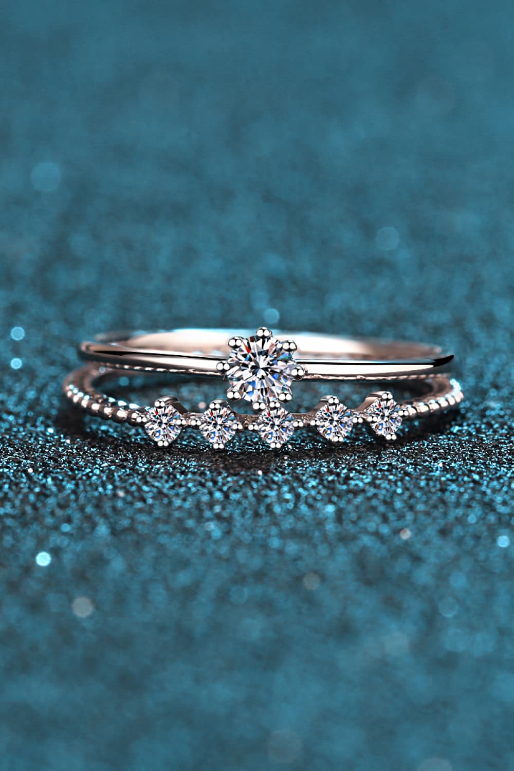 Sparkala™ 925 Sterling Silver Two-Piece Ring Set