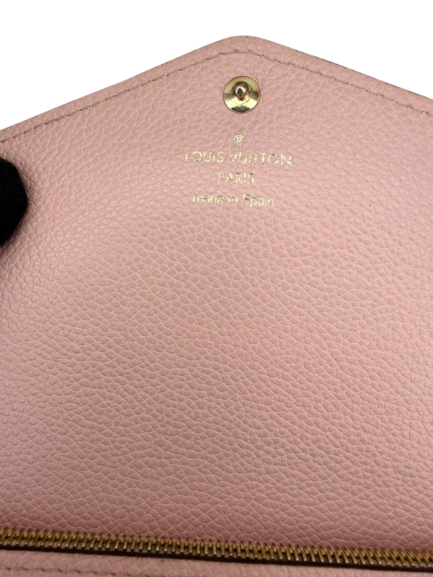 Louis Vuitton Rose Poudre Empreinte Sarah Wallet NM with Chain