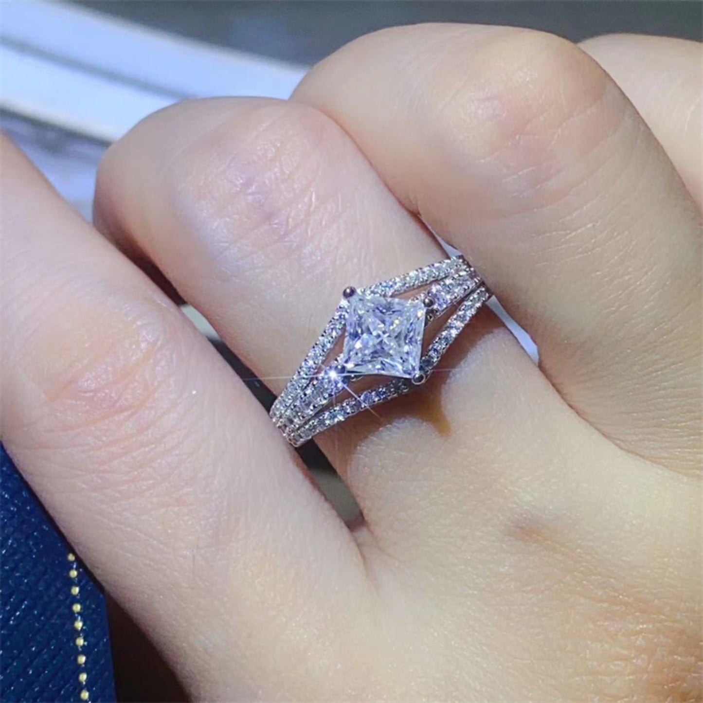 1 Carat Princess-Cut Sparkala™ Platinum Over Pure Sterling Silver Ring