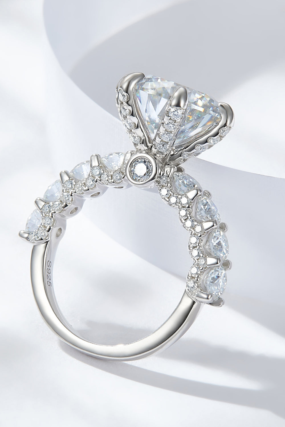 3-Carat Brilliant Round Cut Sparkala™ Side Stone Ring (Platinum Over Pure Sterling Silver)