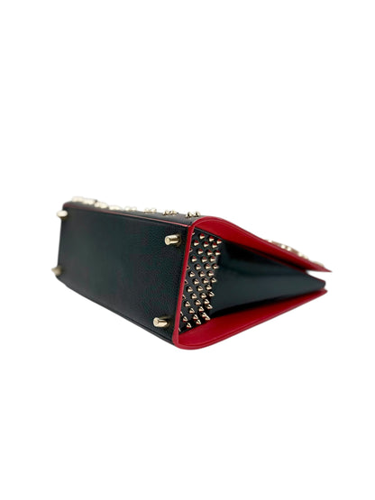 Christian Louboutin Paloma Medium Tote Bag - Black Grainy Leather with Spikes, Iconic